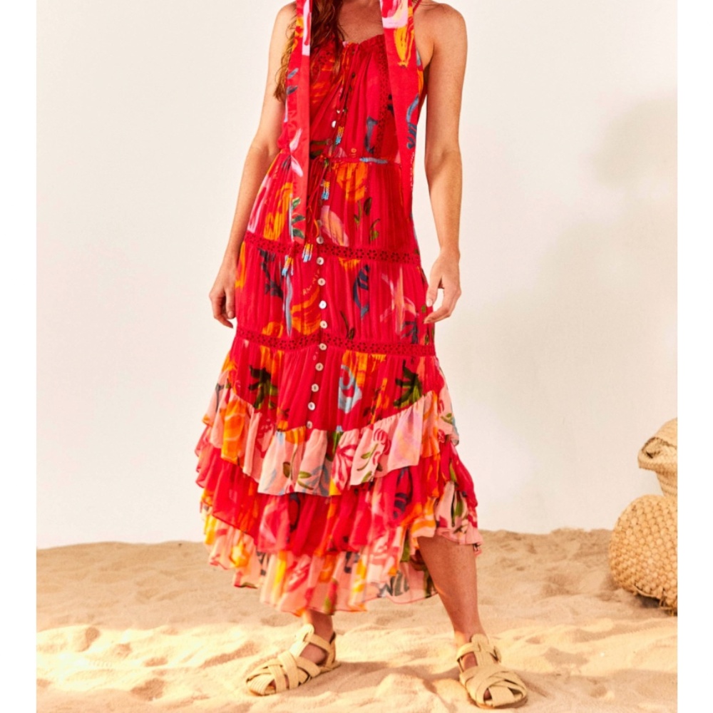 Farm Rio Mixed Fruits Ocean Maxi | Sz M - Picture 4 of 5